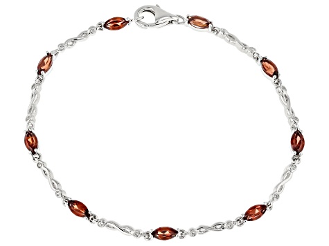 Red Garnet With White Zircon Rhodium Over Sterling Silver Bracelet 2.64ctw