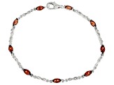 Red Garnet With White Zircon Rhodium Over Sterling Silver Bracelet 2.64ctw