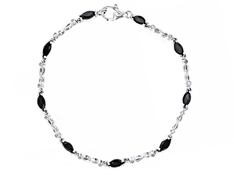 Black Spinel With White Zircon Rhodium Over Sterling Silver Bracelet 2.64ctw