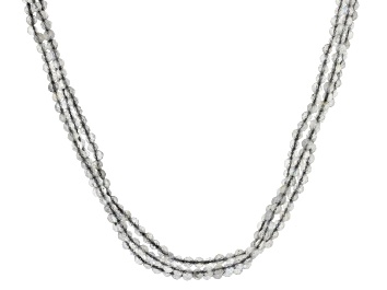 Picture of Gray Labradorite Rhodium Over Sterling Silver Multi-Strand Beaded Necklace