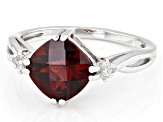 Red Garnet With White Diamond Accent Rhodium Over Silver Ring 2.43ctw