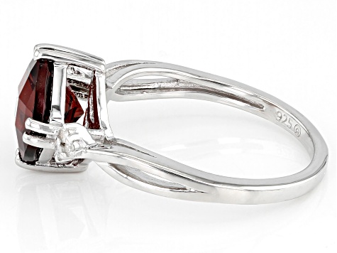 Red Garnet With White Diamond Accent Rhodium Over Silver Ring 2.43ctw