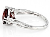 Red Garnet With White Diamond Accent Rhodium Over Silver Ring 2.43ctw