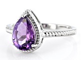 Purple Amethyst Rhodium Over Sterling Silver Ring 1.53ct