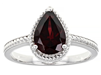Picture of Red Garnet Rhodium Over Sterling Silver Ring 1.62ct