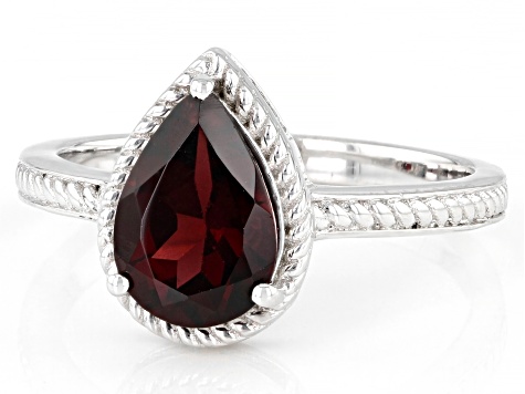 Red Garnet Rhodium Over Sterling Silver Ring 1.62ct