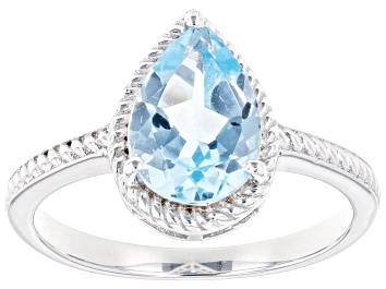 Picture of Sky Blue Topaz Rhodium Over Sterling Silver Ring 2.07ct