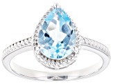 Sky Blue Topaz Rhodium Over Sterling Silver Ring 2.07ct
