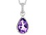 Purple Amethyst Rhodium Over Sterling Silver Pendant With Chain 1.53ct