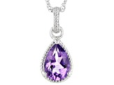 Purple Amethyst Rhodium Over Sterling Silver Pendant With Chain 1.53ct