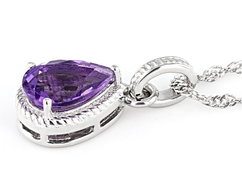 Purple Amethyst Rhodium Over Sterling Silver Pendant With Chain 1.53ct
