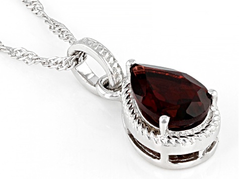 Red Garnet Rhodium Over Sterling Silver Pendant With Chain 1.62ct