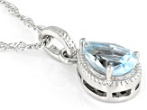 Sky Blue Topaz Rhodium Over Sterling Silver Pendant With Chain 2.07ct