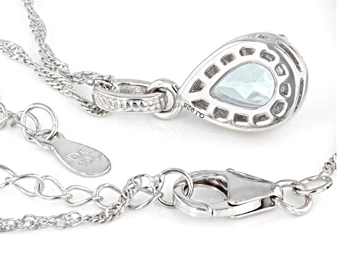 Sky Blue Topaz Rhodium Over Sterling Silver Pendant With Chain 2.07ct
