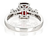 Red Garnet With White Zircon Rhodium Over Sterling Silver Ring 1.75ctw
