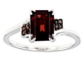 Red Garnet With Red Diamond Accent Rhodium Over Sterling Silver Ring 1.74ctw