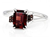 Red Garnet With Red Diamond Accent Rhodium Over Sterling Silver Ring 1.74ctw