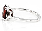 Red Garnet With Red Diamond Accent Rhodium Over Sterling Silver Ring 1.74ctw