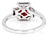 Red Garnet With Red Diamond Accent Rhodium Over Sterling Silver Ring 1.74ctw