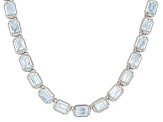 Sky Blue Glacier Topaz with White Zircon Rhodium Over Sterling Silver Necklace 21.72ctw