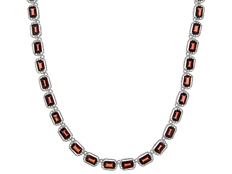 Red Garnet Rhodium Over Sterling Silver Necklace 23.56ctw