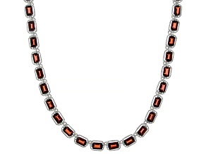 Red Garnet Rhodium Over Sterling Silver Necklace 23.56ctw