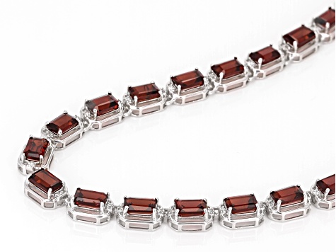 Red Garnet Rhodium Over Sterling Silver Necklace 23.56ctw