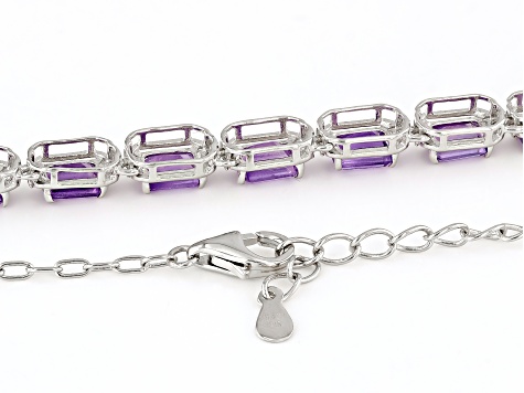 Purple African Amethyst With White Zircon Rhodium Over Sterling Silver Necklace 18.66ctw
