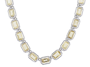 Yellow Brazilian Citrine Rhodium Over Sterling Silver Necklace 18.36ctw
