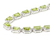 Green Peridot With White Zircon Rhodium Over Sterling Silver Necklace 18.35ctw