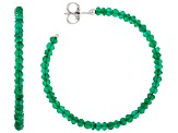 Green Onyx Rhodium Over Sterling Silver Beaded Hoop Earrings