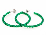 Green Onyx Rhodium Over Sterling Silver Beaded Hoop Earrings