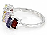 Multi-Gemstone Rhodium Over Sterling Silver Ring 1.36ctw