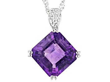 Picture of Purple African Amethyst Rhodium Over Sterling Silver Pendant With Chain 4.27ct