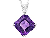 Purple African Amethyst Rhodium Over Sterling Silver Pendant With Chain 4.27ct