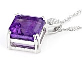 Purple African Amethyst Rhodium Over Sterling Silver Pendant With Chain 4.27ct