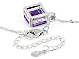 Purple African Amethyst Rhodium Over Sterling Silver Pendant With Chain 4.27ct