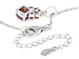 Red Garnet With Multi-Gemstone Rhodium Over Sterling Silver Pendant With Chain 1.36ctw