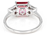 Pink Topaz With White Zircon Rhodium Over Sterling Silver Ring 2.32ctw