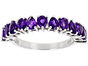 Purple African Amethyst Rhodium Over Sterling Silver Band Ring 1.32ctw