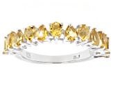 Yellow Brazilian Citrine Rhodium Over Sterling Silver Band Ring 1.51ctw