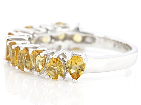 Yellow Brazilian Citrine Rhodium Over Sterling Silver Band Ring 1.51ctw
