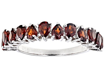 Picture of Red Garnet Rhodium Over Sterling Silver Band Ring 1.83ctw