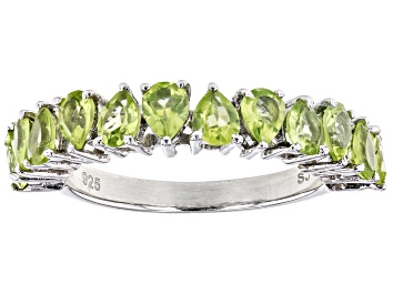 Picture of Green Peridot Rhodium Over Sterling Silver Band Ring 1.53ctw