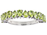 Green Peridot Rhodium Over Sterling Silver Band Ring 1.53ctw