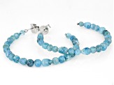 Blue Dreamy Aquamarine Rhodium Over Sterling Silver Hoop Earrings