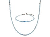 Aquamarine Rhodium Over Sterling Silver Necklace and Bracelet Set