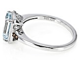 Blue Aquamarine With Champagne Diamond Accent Rhodium Over Sterling Silver Ring 1.12ctw