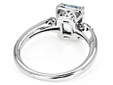 Blue Aquamarine With Champagne Diamond Accent Rhodium Over Sterling Silver Ring 1.12ctw