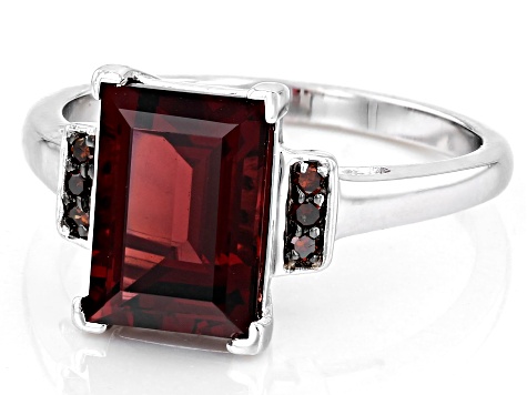 Red Garnet Rhodium Over Sterling Silver Ring 3.19ctw